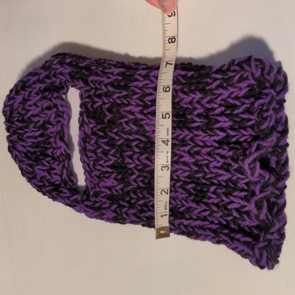 NEW! Handmade Knit Balaclava Black Purple 100% Acrylic Yarn OSFM - Picture 3 of 6
